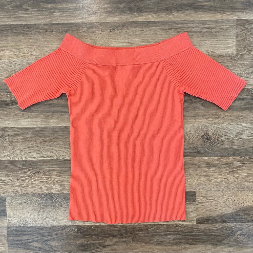 Anthropologie Pink Ribbed Off The Shoulder Top - Picture 4 of 5